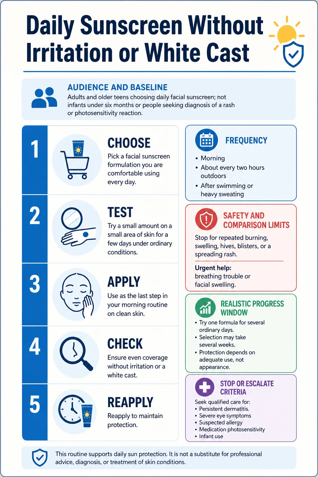Daily Sunscreen Without Irritation or White Cast technical infographic