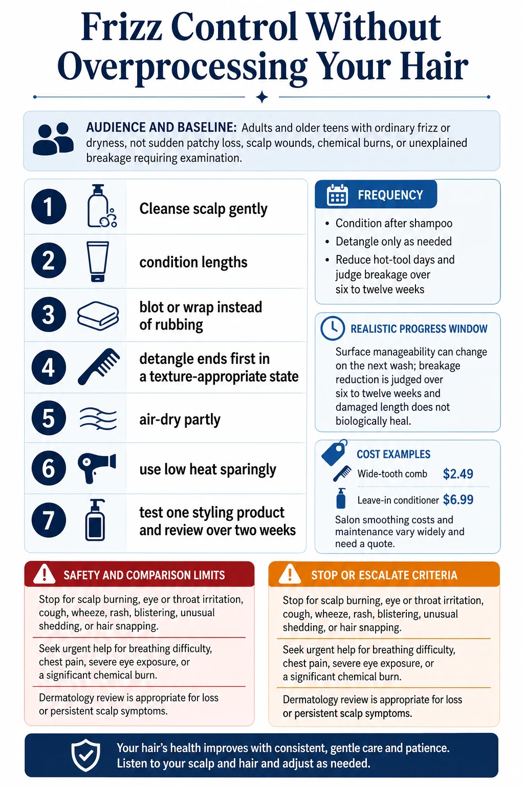 Frizz Control Without Overprocessing Your Hair technical infographic