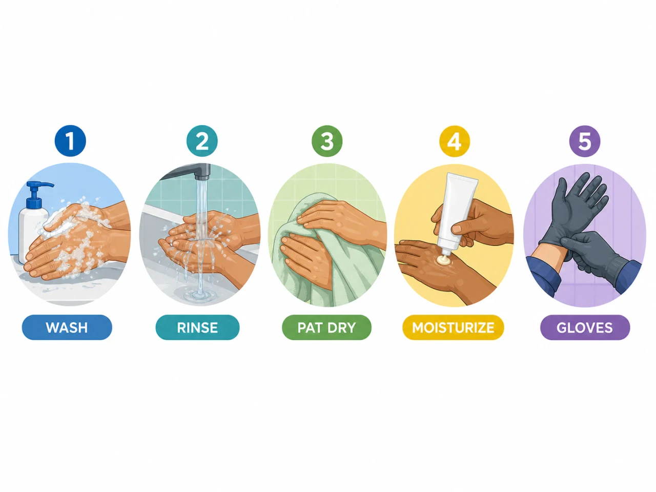 A hand-care routine for frequent washing and dryness